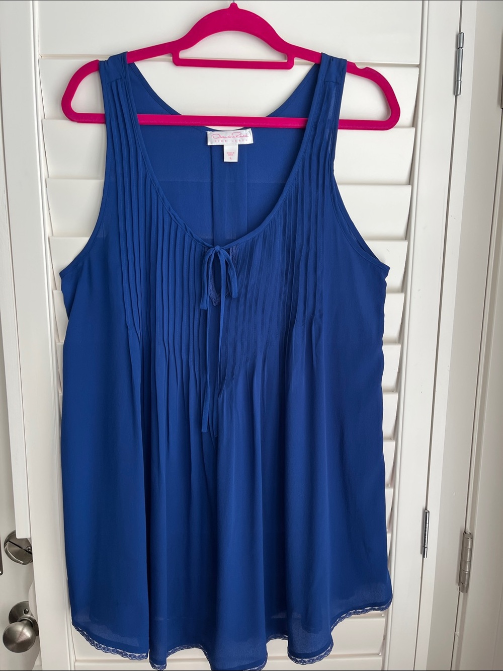 Oscar de la Renta dark blue short chemise gown